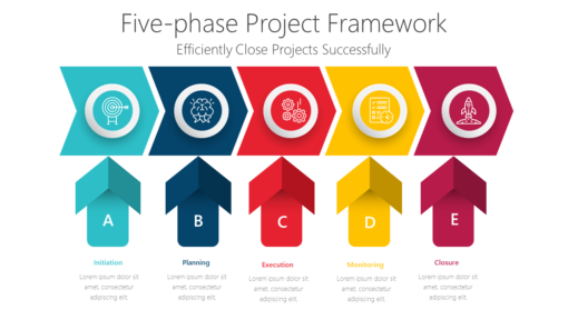 PP Five phase Project Framework-pptinfographics