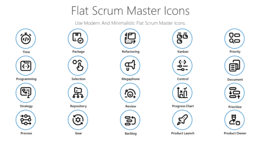 PME45 Flat Scrum Master Icons-pptinfographics