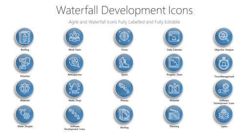 PME49 Waterfall Development Icons-pptinfographics