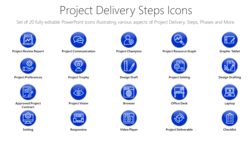 PMI101 Project Delivery Steps Icons-pptinfographics