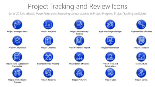 PMI72 Project Tracking and Review Icons-pptinfographics