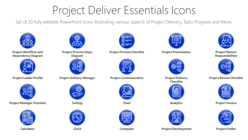 PMI79 Project Deliver Essentials Icons-pptinfographics