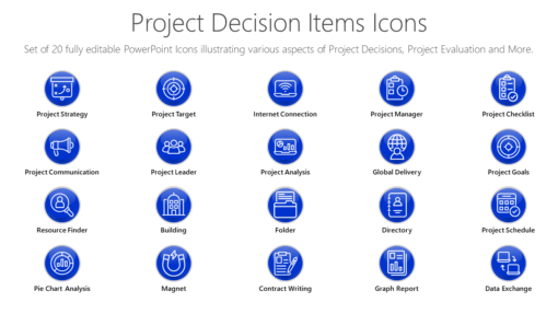 PMI99 Project Decision Items Icons-pptinfographics