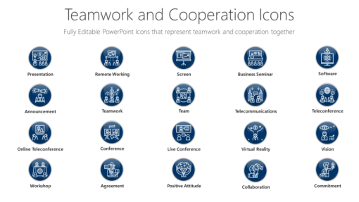 PSI17 Teamwork and Cooperation Icons-pptinfographics