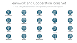 Teamwork and Cooperation Icons Set