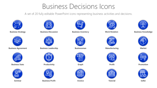 PSI19 Business Decisions Icons-pptinfographics