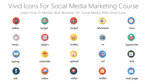 DMI138 Vivid Icons For Social Media Marketing Course-pptinfographics