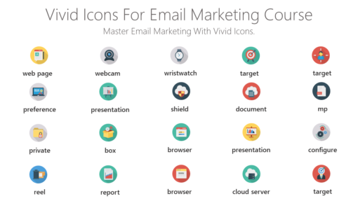 DMI139 Vivid Icons For Email Marketing Course-pptinfographics