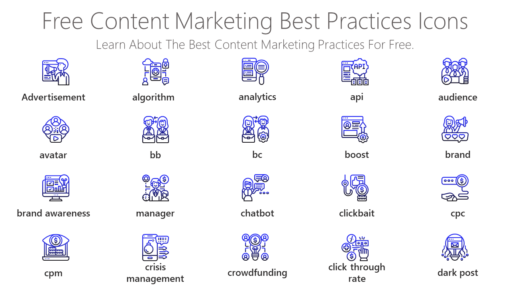 DMI204 Free Content Marketing Best Practices Icons-pptinfographics
