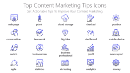 Top content marketing tips Icons