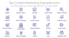 Top content marketing examples Icons