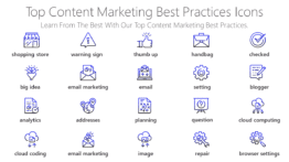 Top content marketing best practices Icons