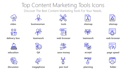 DMI209 Top Content Marketing Tools Icons-pptinfographics