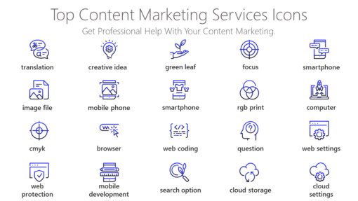 DMI210 Top Content Marketing Services Icons-pptinfographics