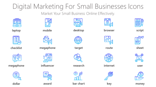 DMI73 Digital Marketing For Small Businesses Icons-pptinfographics
