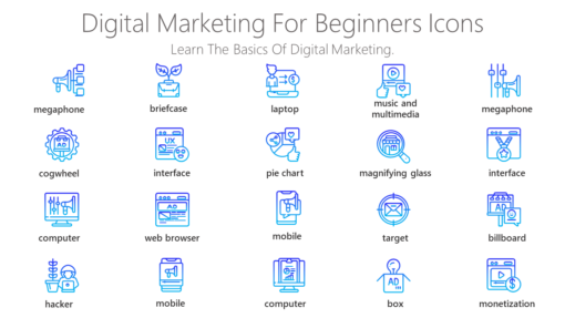 DMI74 Digital Marketing For Beginners Icons-pptinfographics