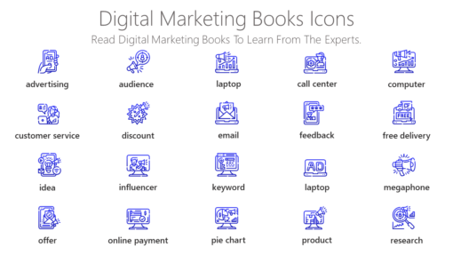 DMI81 Digital Marketing Books Icons-pptinfographics