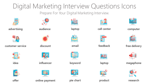 DMI83 Digital Marketing Interview Questions Icons-pptinfographics