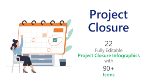 Project closure infographics summarize key project details.