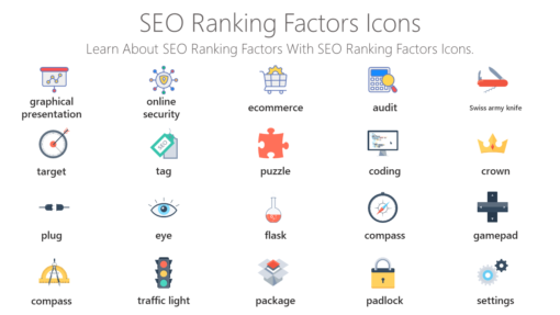 SEO18 SEO Ranking Factors Icons-pptinfographics