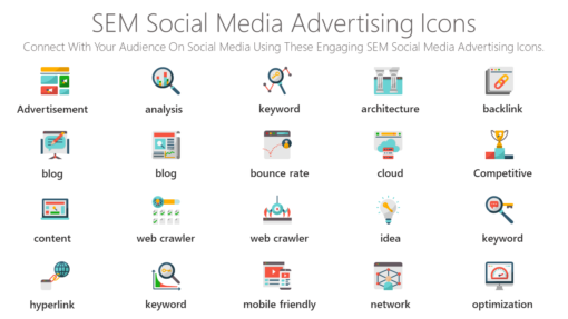 SEO85 SEM Social Media Advertising Icons-pptinfographics