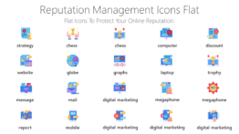 reputation management icons flat