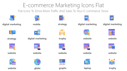 DMI47 E commerce Marketing Icons Flat-pptinfographics