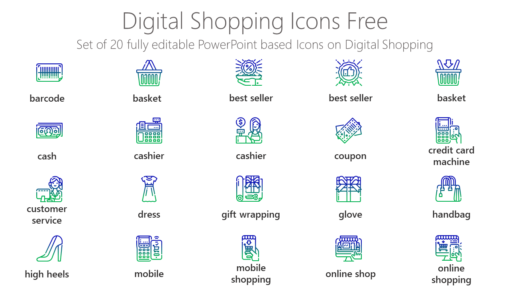 SMMI91 Digital Shopping Icons Free-pptinfographics