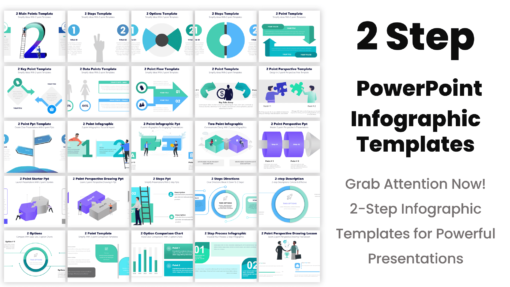 A variety of 2-Point Infographics templates for PowerPoint presentations.