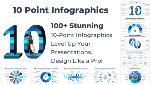 10-Point Infographics collection like a collage of premium PowerPoint templates