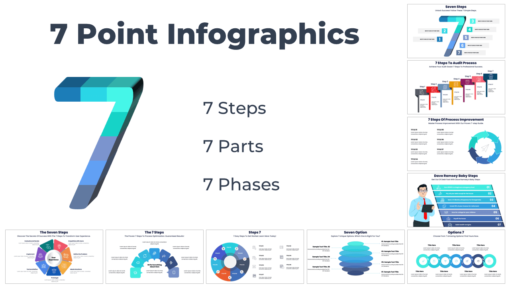 7-point infographics, a collage of premium 7 point infographics
