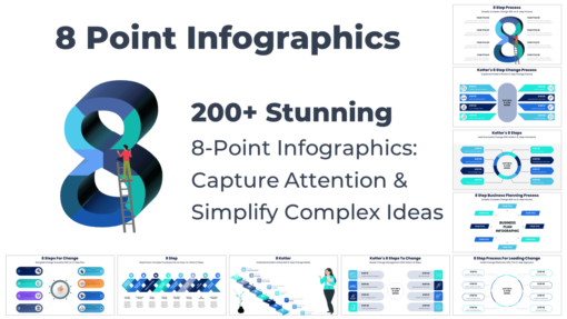 Collage of Circular 8-point infographics PPT templates