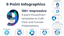 Collage of Eye-catching 9-point infographics with 9 steps for achieving guaranteed success.