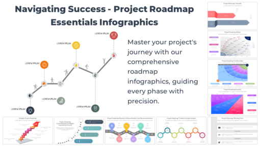 Collection of project roadmaps infographics displaying key phases