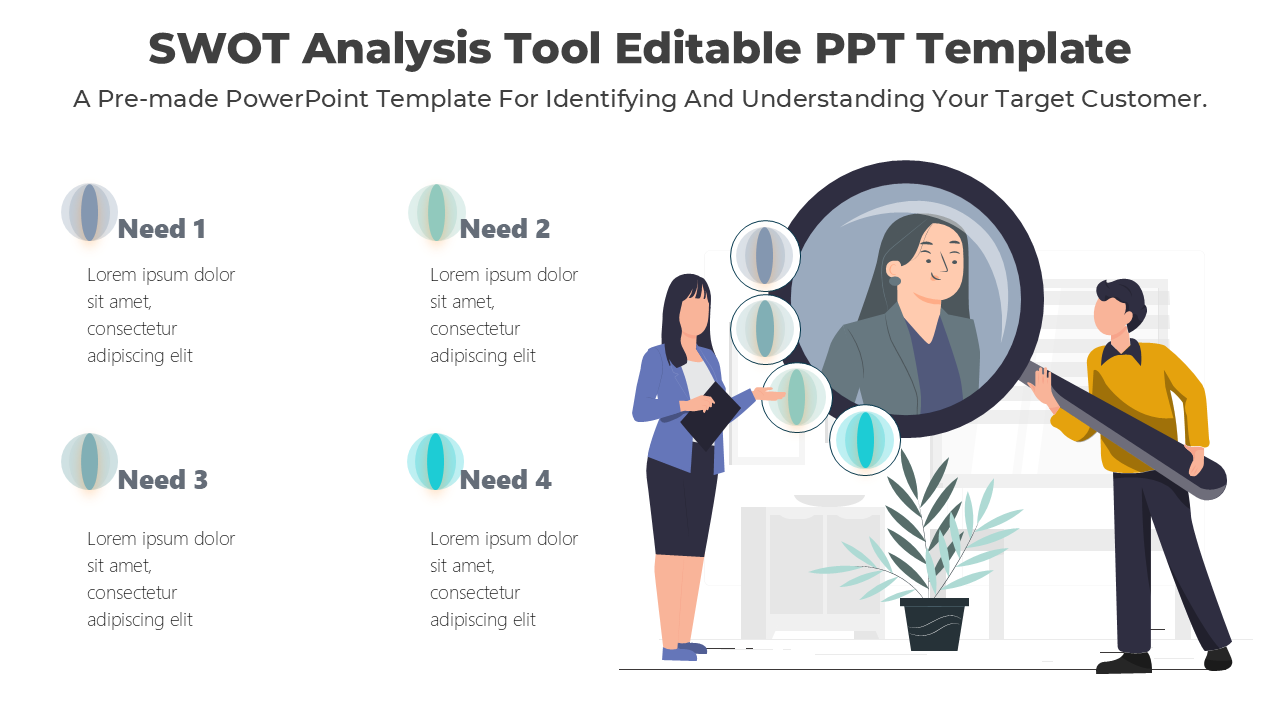 SWOT Analysis Tool Editable PPT Template Template 3 SWOT Analysis Tool Editable PPT - Creative for professionals. Enhance clarity with this layout!