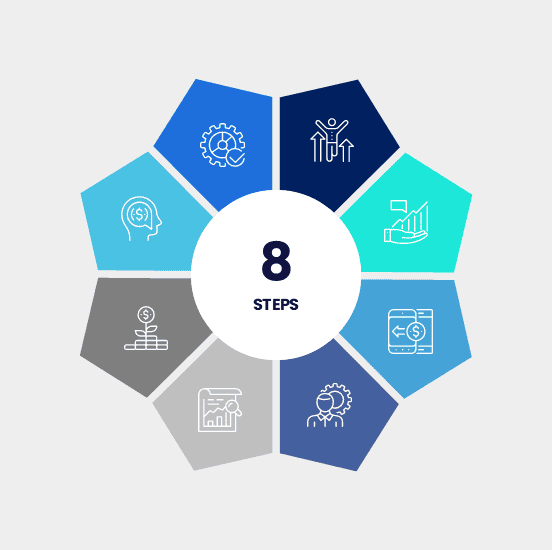 Home - Buy Latest Premium Infographics Packs For Sale Online In USA & Canada 14 8-step infographic slides for PowerPoint covering workflows and task sequences