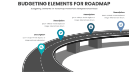 Professional PowerPoint Roadmap Template for budgeting elements in a roadmap, featuring editable business roadmap design and financial planning slides.
