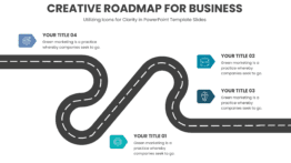 PowerPoint Roadmap Template demonstrating effective slide design techniques for utilizing icons for clarity in a professional presentation