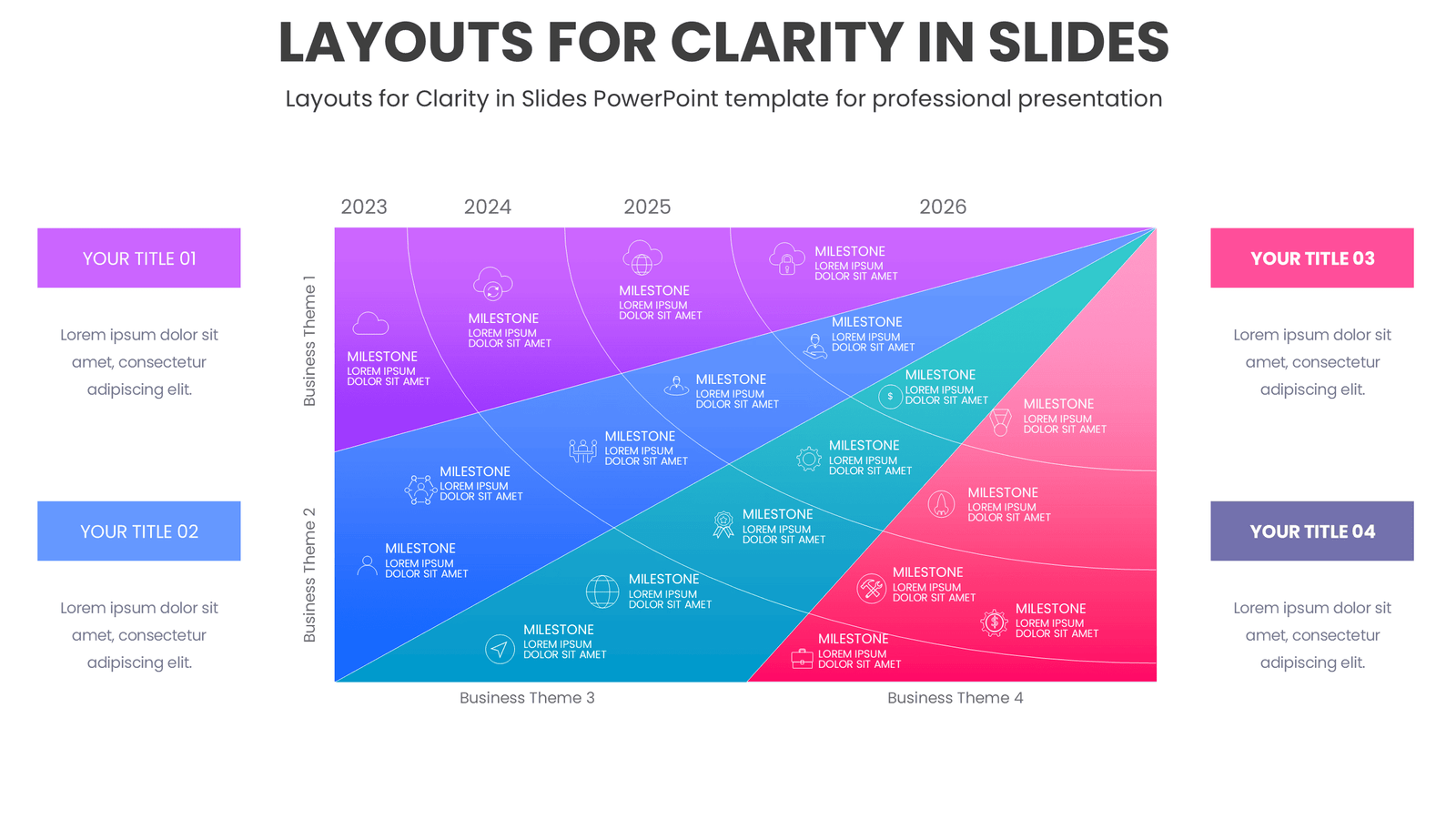 Layouts for Clarity in Slides 3 PowerPoint Roadmap Template showcasing effective slide layouts for clarity in presentations with visual design tips for professional ppt slides