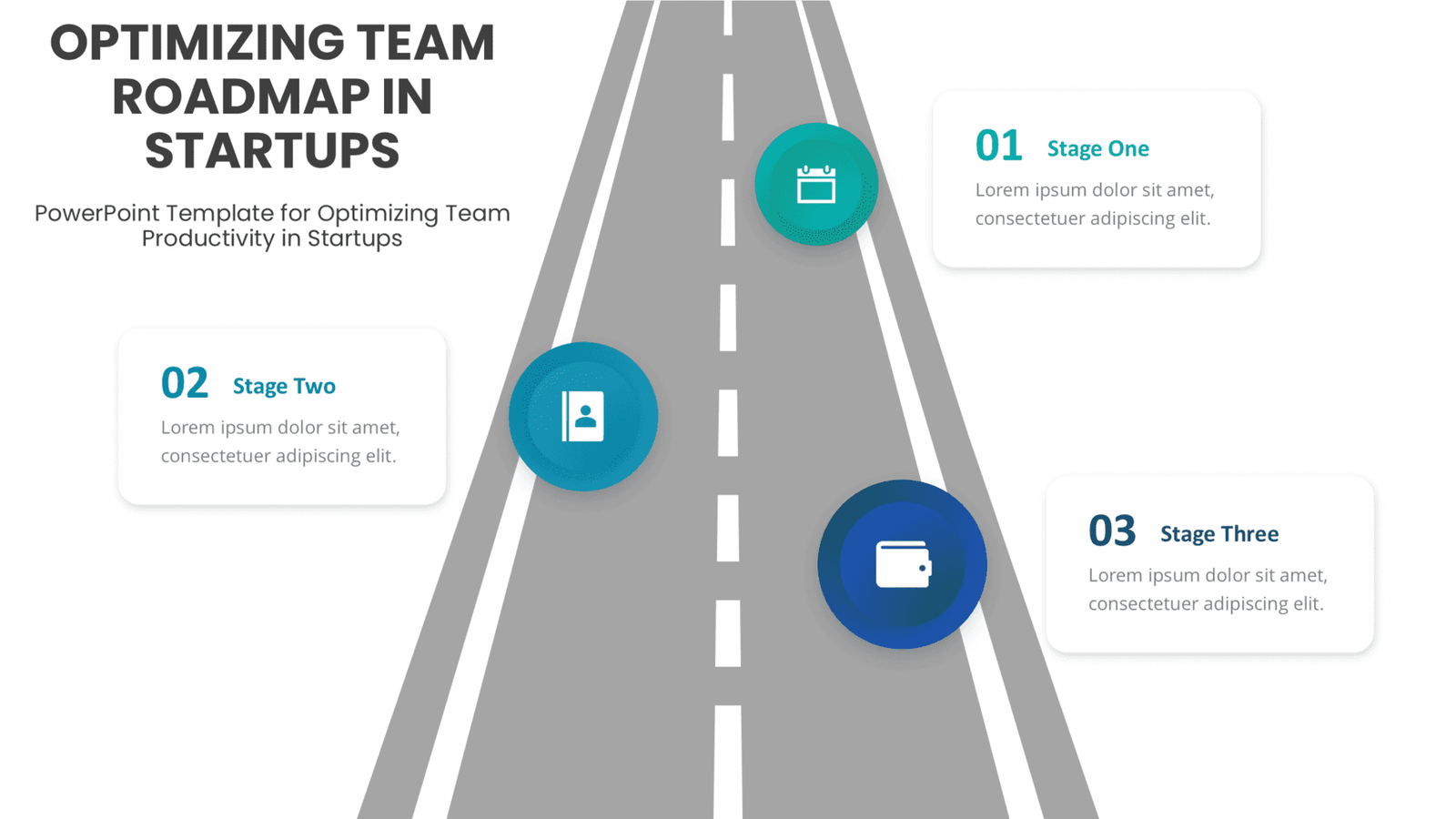 PowerPoint Roadmap Template for startups focusing on optimizing team productivity with effective resource allocation PowerPoint slides