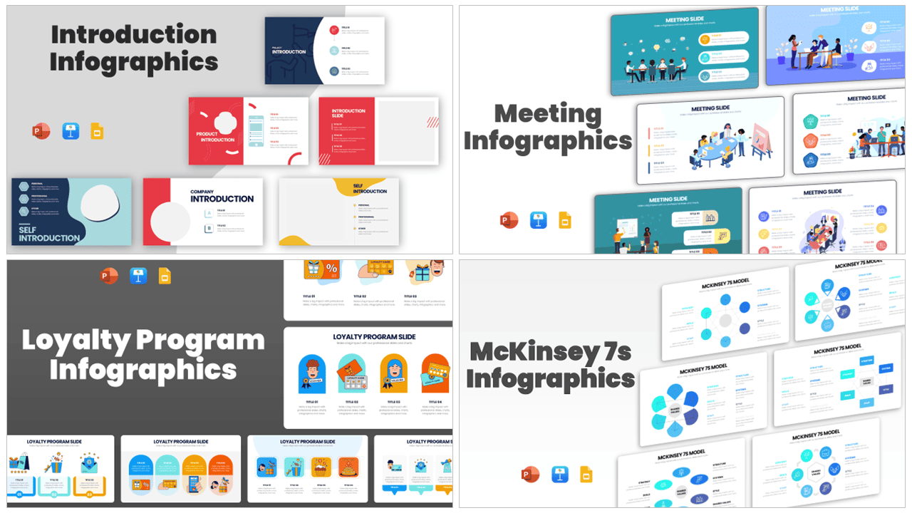 6000+ PowerPoint Infographic Templates Bundle 9 Infographics for loyalty programs, introductions, meetings, and McKinsey 7S