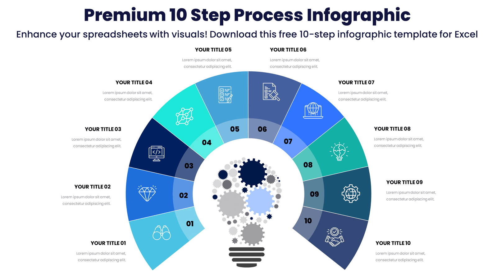 Premium 10 Step Process Infographic 3 Premium 10 Step Process Infographic - Enhance your spreadsheets with visuals! Download this free 10-step infographic template