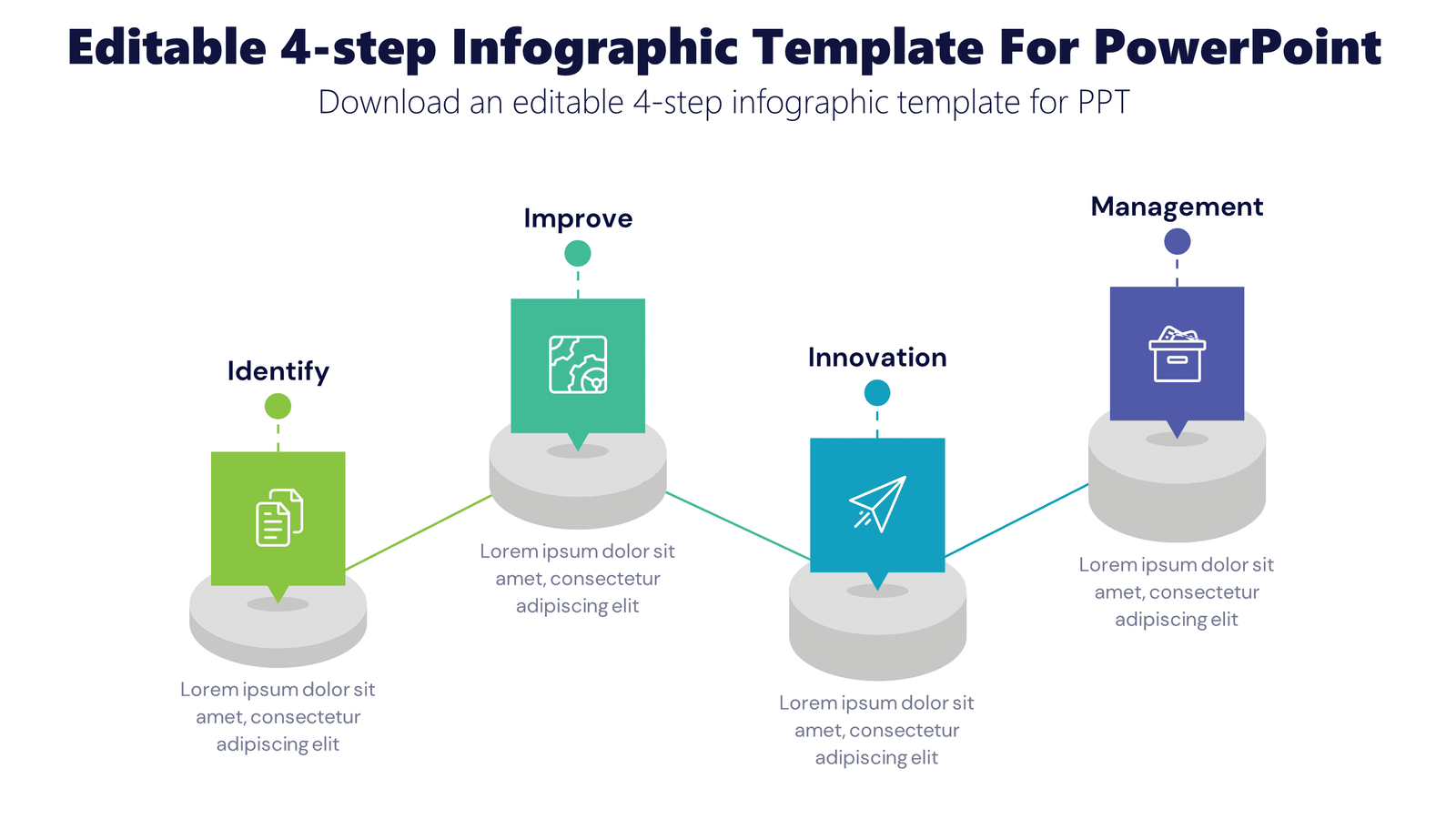 Editable 4-step Infographic Template For PowerPoint - Download an editable 4-step infographic template for PPT