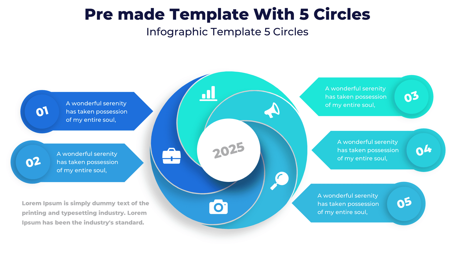 Pre made Template With 5 Circles 3 Pre made Template With 5 Circles - Infographic Template 5 Circles