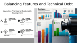 PowerPoint template for balancing features and tech debt in agile development presentations with professional ppt slides.