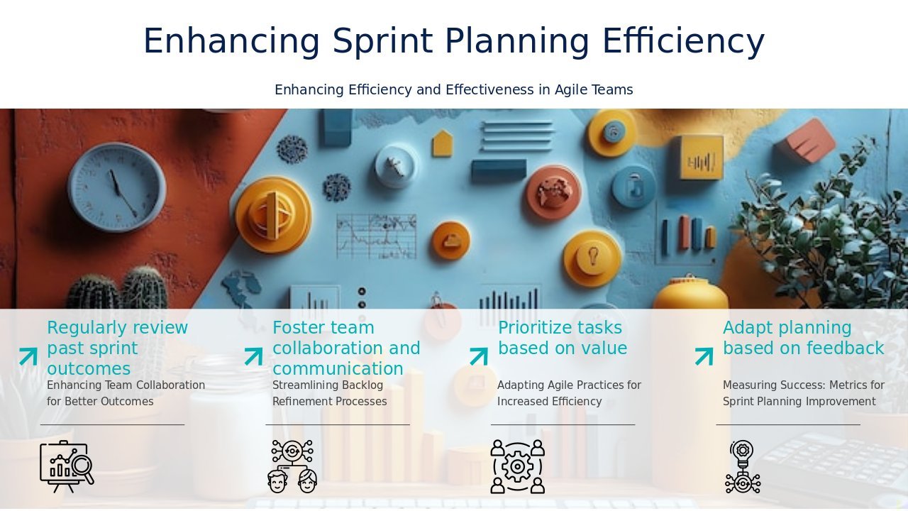 PowerPoint template for Continuous Improvement in Sprint Planning with effective strategies for agile development and professional presentations