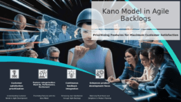 Professional PowerPoint template featuring the Kano Model for Agile Backlogs to aid backlog prioritization techniques in agile development.