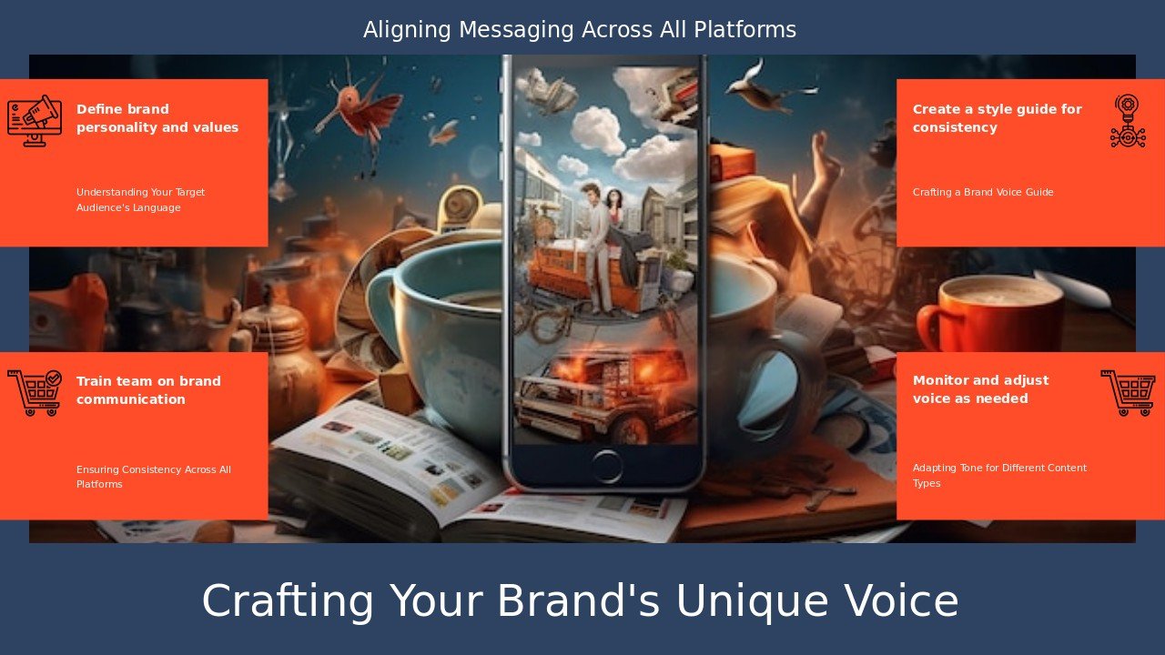 PowerPoint template for developing a consistent brand voice in professional presentations and effective brand messaging slides