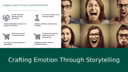 PowerPoint template featuring emotional storytelling strategies for a persuasive storytelling presentation with effective techniques for building emotional connection.