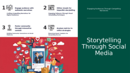 PowerPoint template for a professional presentation on leveraging social media for storytelling with customizable branding templates.